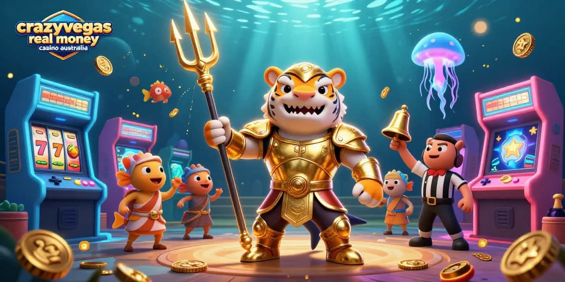 Experience the thrill of crazyvegas real money casino australia with a vibrant underwater casino scene featuring slot games.