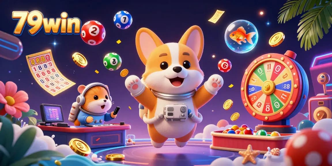 Engage with 79win's vibrant space-themed casino illustration featuring characters in action.