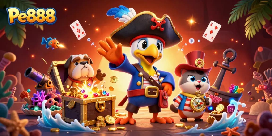 Experience thrilling gaming with Pe888 in a vibrant pirate-themed casino adventure.