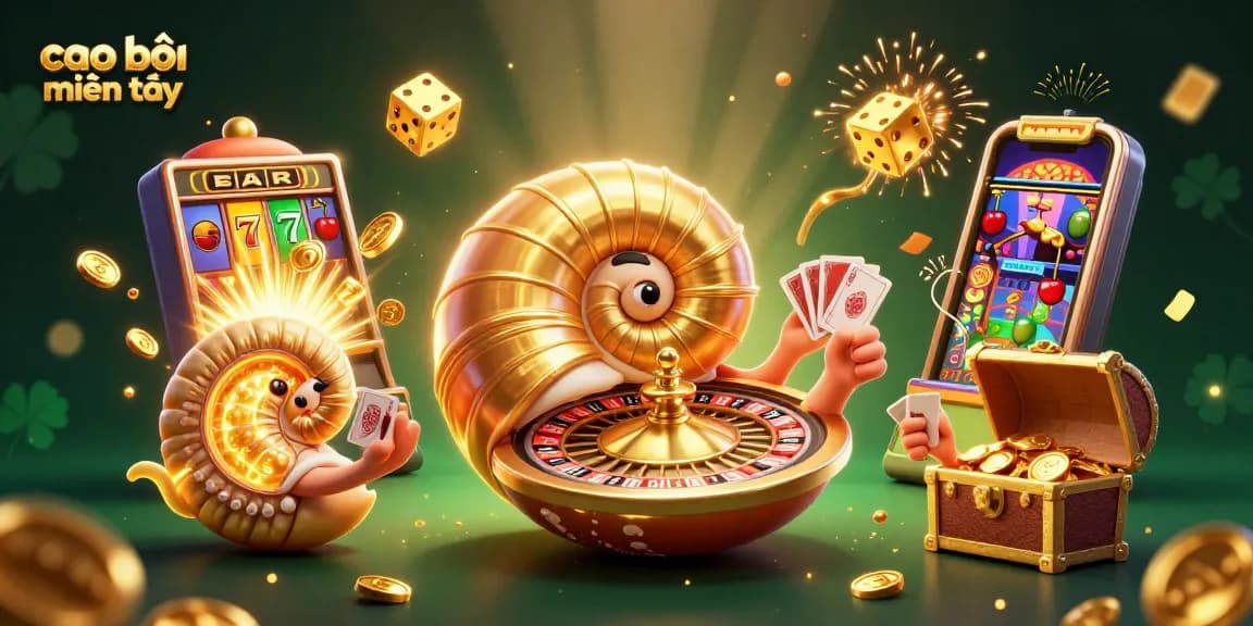 Engage in cao bồi miền tây action with a vibrant 3D casino scene filled with cards, roulette wheel, and jackpots.