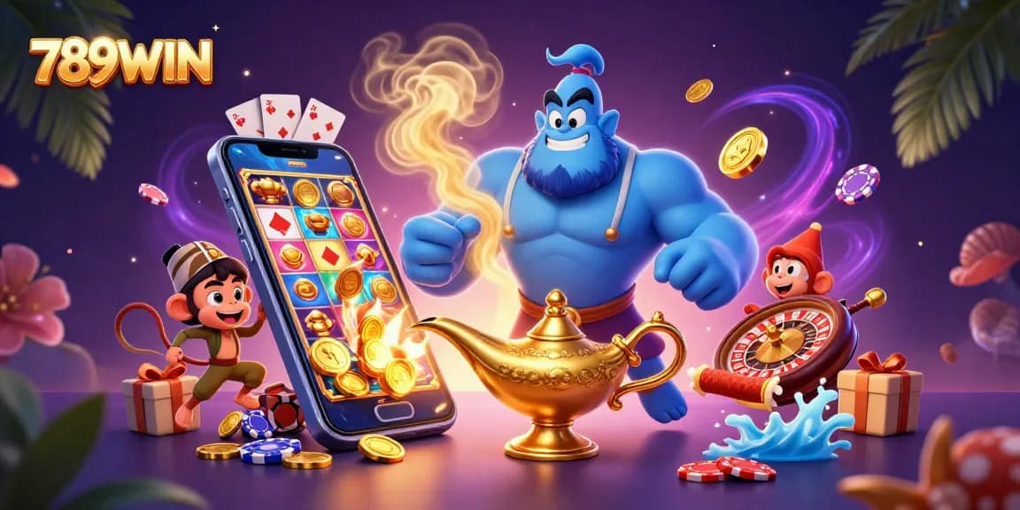 Engage with thrilling games at 789WIN featuring a magical genie and captivating casino elements.