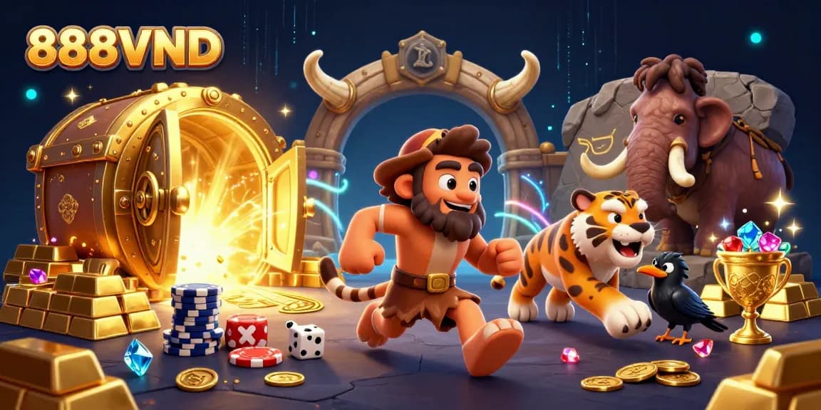 Experience the thrilling excitement of gambling with 888VND's vibrant casino illustration.
