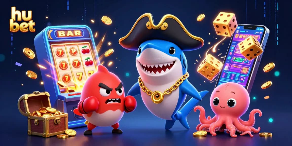 Unleash excitement at hu bet with lively characters and vibrant casino game elements in a dynamic scene.