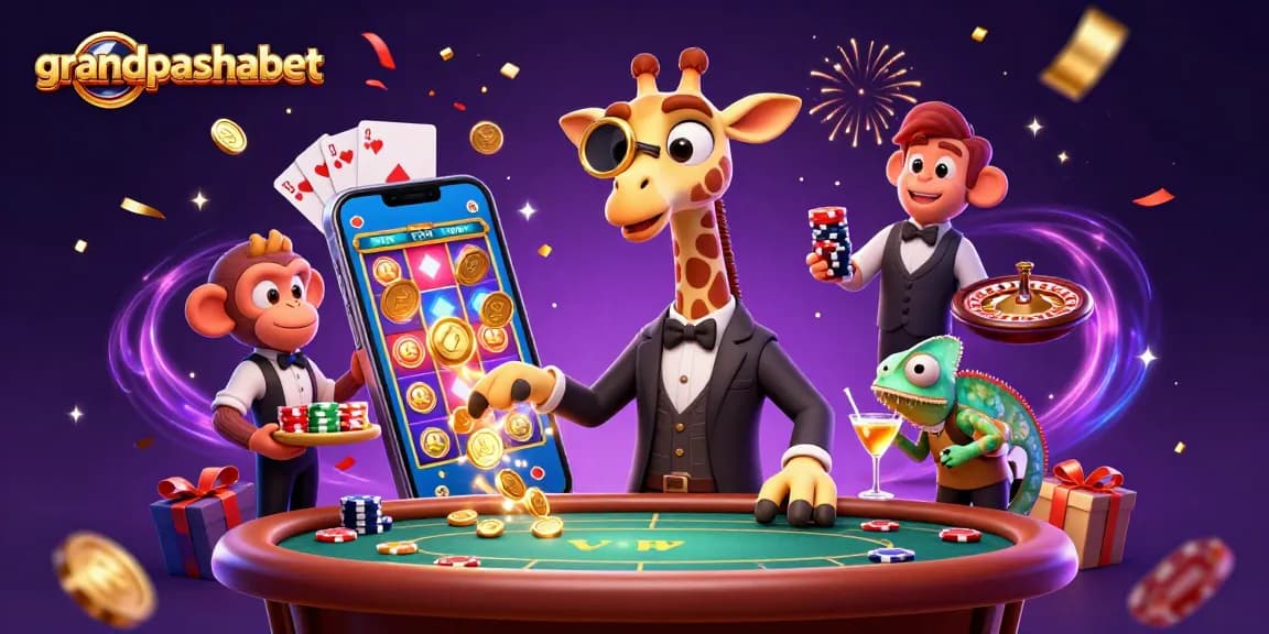 Experience grandpashabet with thrilling gameplay as a giraffe high-roller and chameleon bartender mix cocktails.