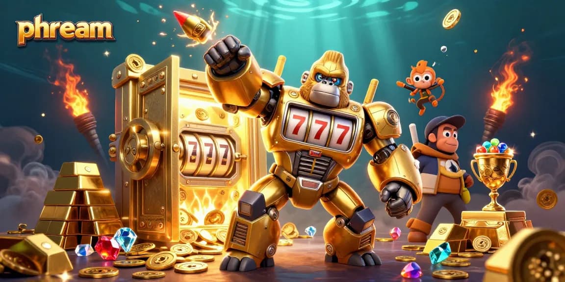Experience the thrill of gaming at phdream with vibrant colors and dynamic characters in this 3D illustration.