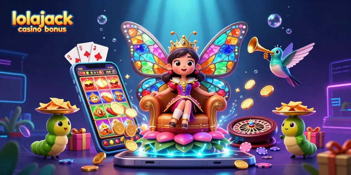Experience the excitement of lolajack casino bonus with vibrant gaming elements and animated characters.