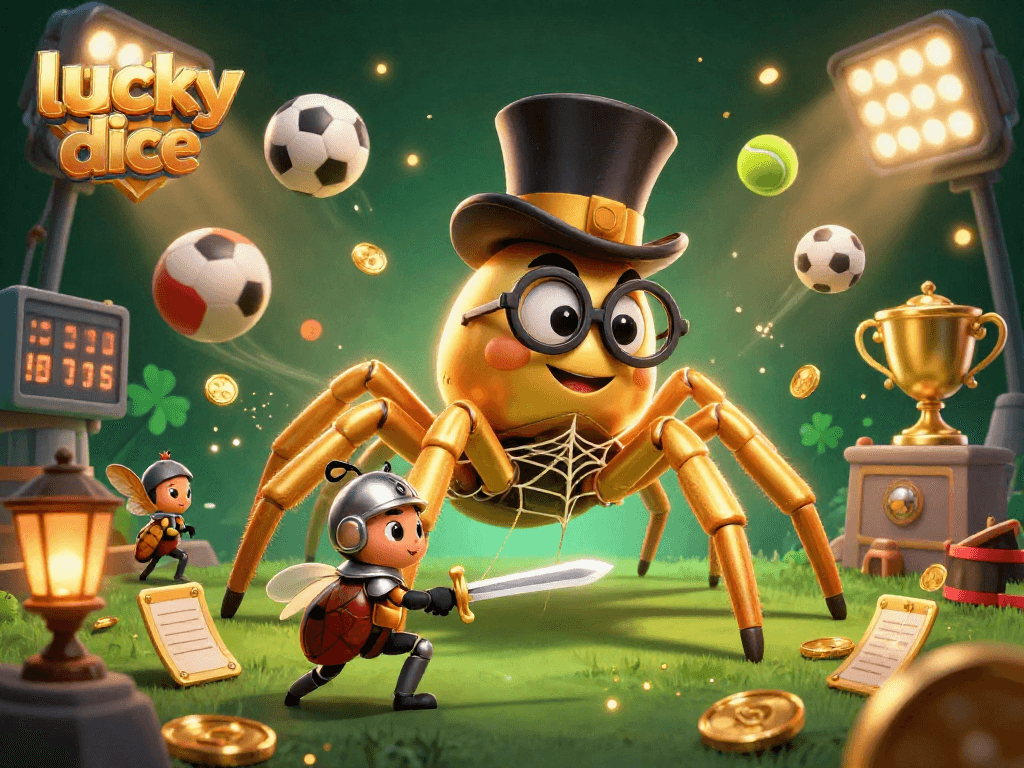 Experience the thrilling atmosphere of lucky dice, with dynamic characters and vibrant gambling elements in a captivating scene.