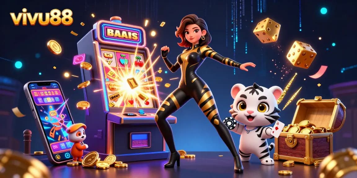 Experience exhilarating wins at vivu88 with vibrant casino gaming visuals showcasing acrobatic characters and jackpot elements.