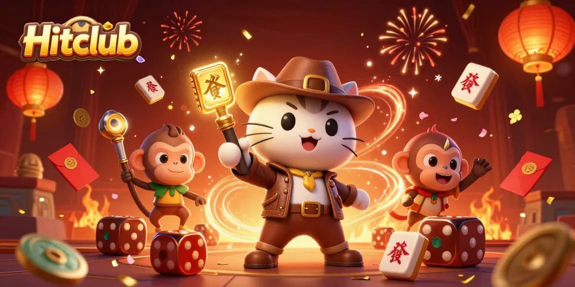 Experience the thrill of Hitclub with a vibrant illustration capturing a cat archaeologist discovering treasures.