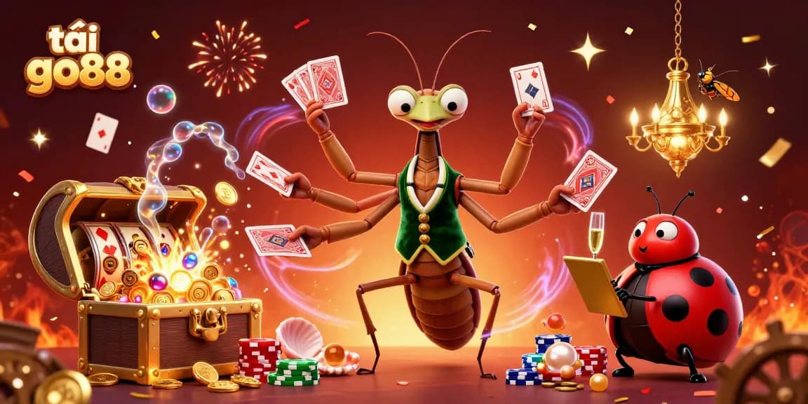 Experience the thrill of tải go88 with a vibrant scene featuring casino games and rich characters.