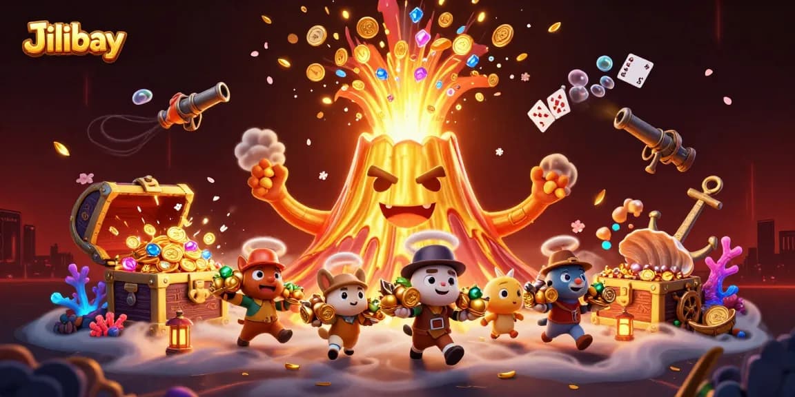 Experience the excitement of Jilibay as a triumphant volcano erupts with gaming treasures.