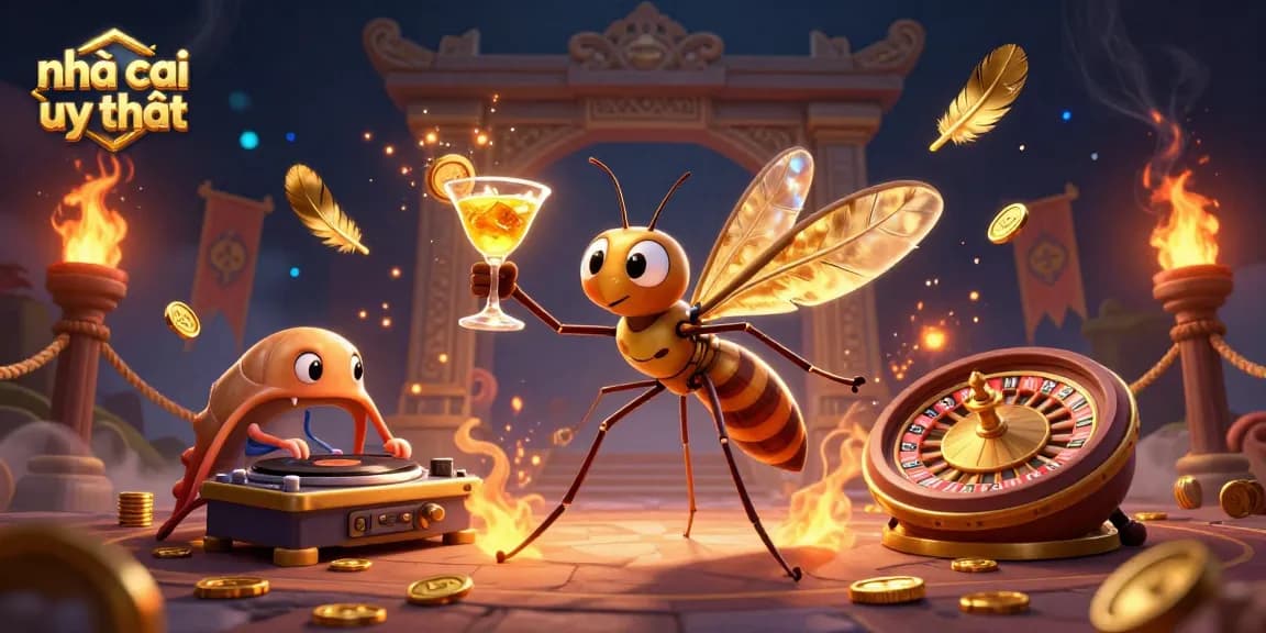 Experience exciting casino action with nhà cái uy tín, featuring vibrant characters amidst dynamic gaming elements.