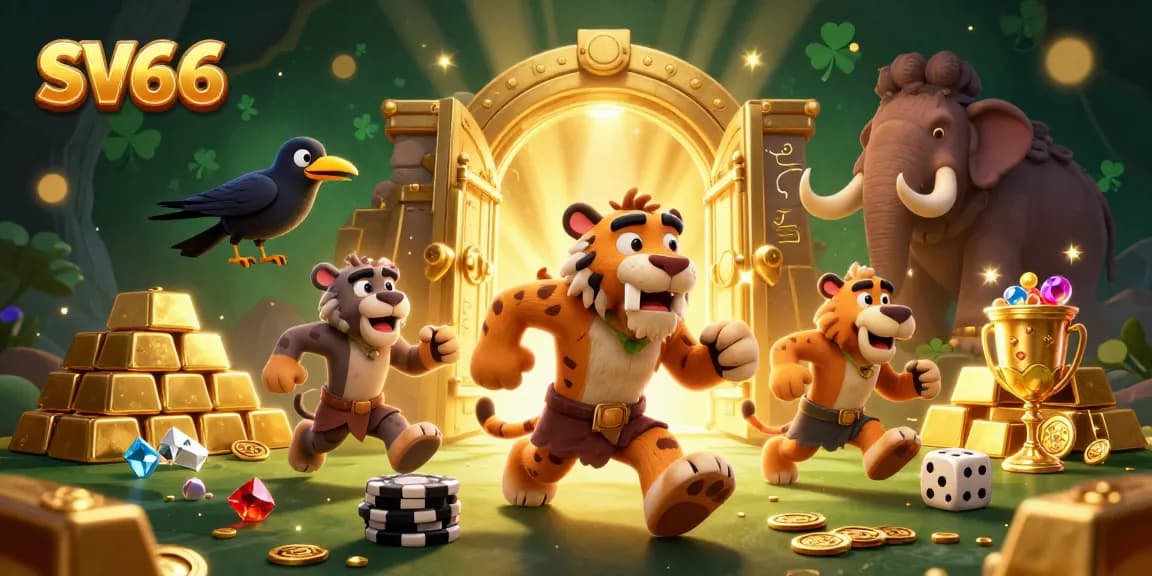 Experience the thrilling world of SV66 casino gaming with bold 3D characters and dazzling treasures.