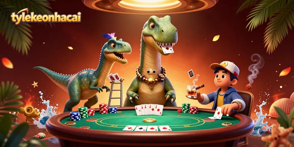 Engage in thrilling betting action with tylekeonhacai's vibrant casino illustration featuring giant characters.