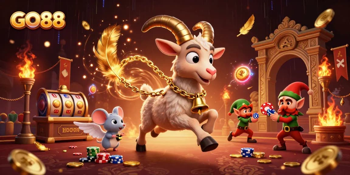 Experience thrilling gameplay at GO88 with festive characters enjoying a unique casino adventure.