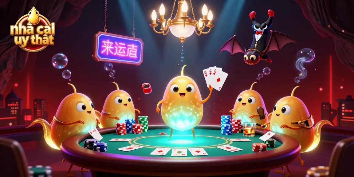 Engaging display of nhà cái uy tín with glowworms illuminating a lively cave casino atmosphere, showcasing poker dynamics.