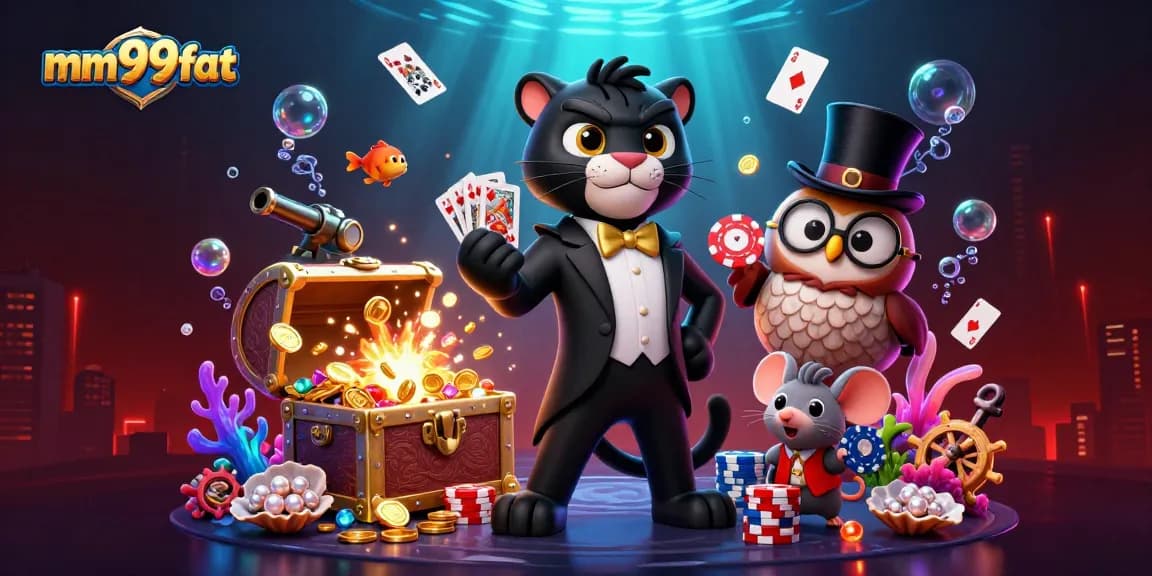 Engage with mm99fat's lively poker scene featuring charming characters and dynamic casino elements.