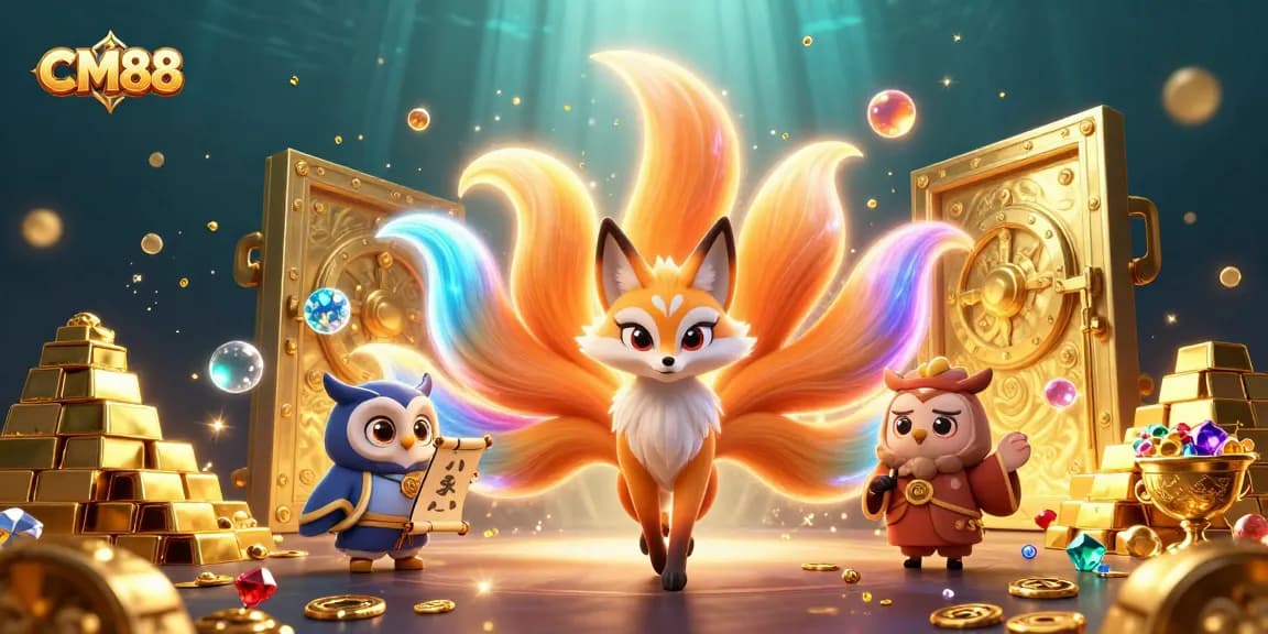 Experience thrilling gaming adventures with CM88 in this vibrant, animated casino scene.