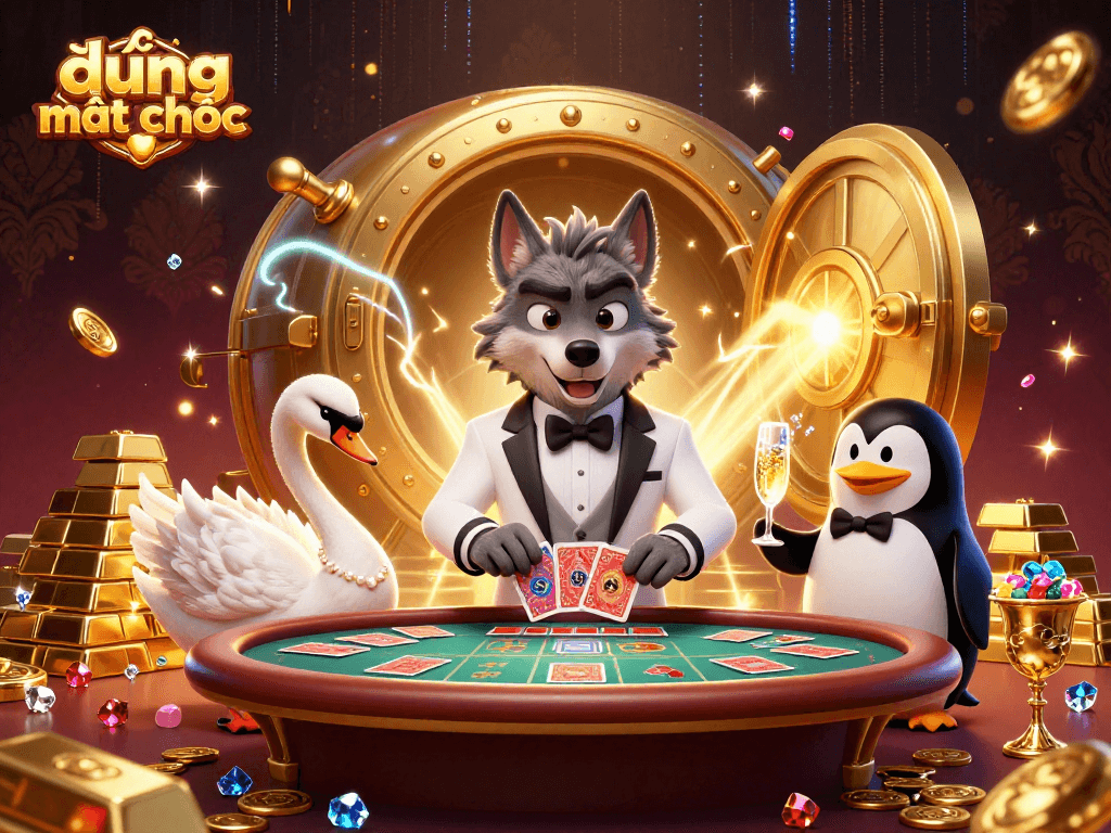 Engage in exciting đường mạt chược gameplay amidst lavish casino elements with animated characters.
