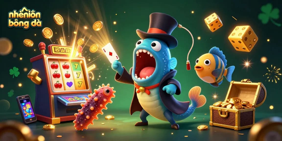 Enhance your nhận định bóng đá skills with an exciting casino scene featuring magic tricks and slot machine excitement.