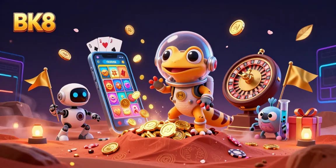 Engage with BK8's dynamic online casino experience featuring a Martian gecko and 3D games.