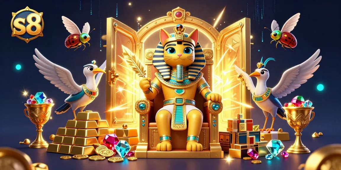 Experience thrilling gaming at S8 with a vibrant 3D illustration of a casino adventure.