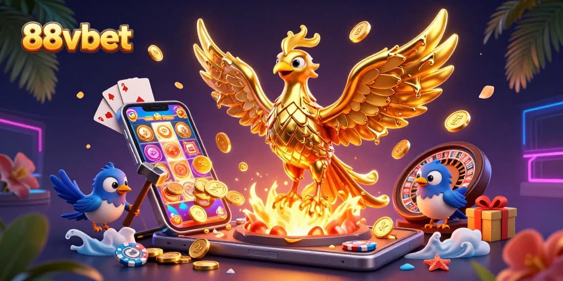 Engage with 88vbet through immersive gaming featuring a golden phoenix and dynamic casino elements.