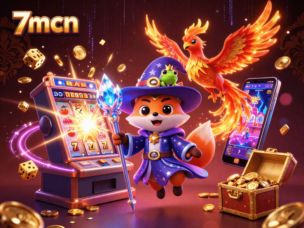Join the fun with 7mcn as a mystical fox wizard and phoenix unveil casino winnings.