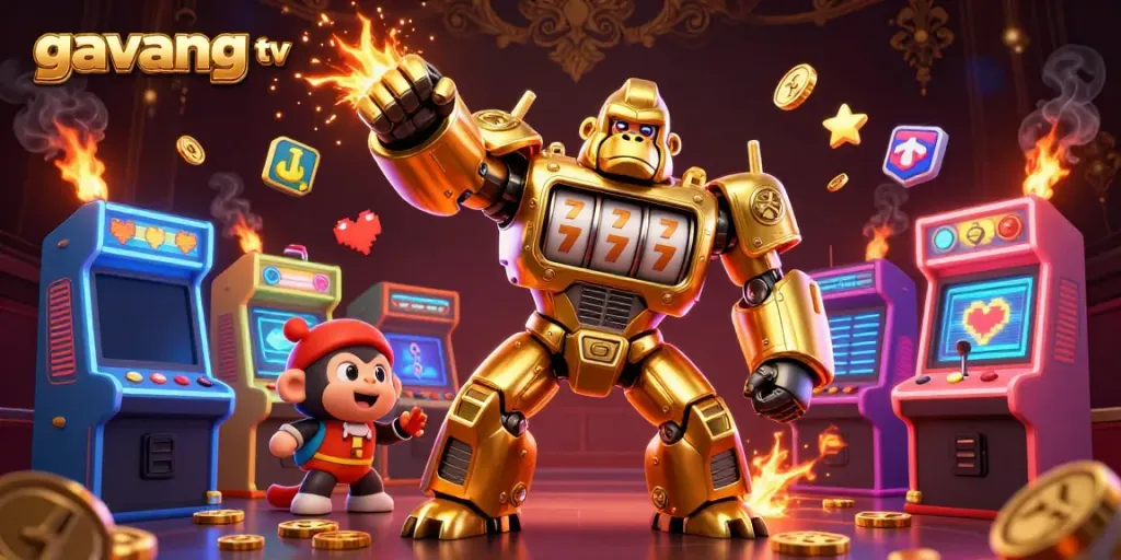 Experience the excitement of action-packed gaming with Gavang TV's dynamic casino-themed illustration.