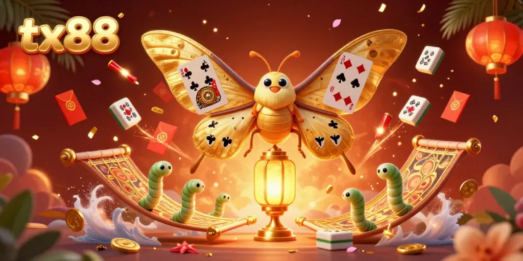 Experience the thrill of casino gaming with tx88's vibrant lottery scene featuring golden elements and rich details.