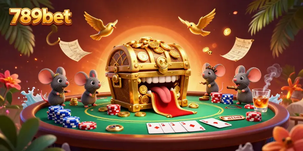 Play 789bet with a vibrant casino scene featuring extravagant gaming elements and rich visual effects.
