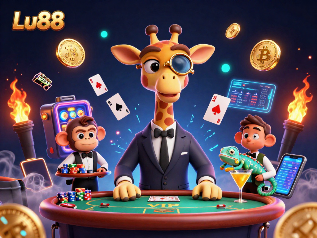 Experience thrilling poker action at Lu88 in a vibrant casino scene filled with character and excitement.