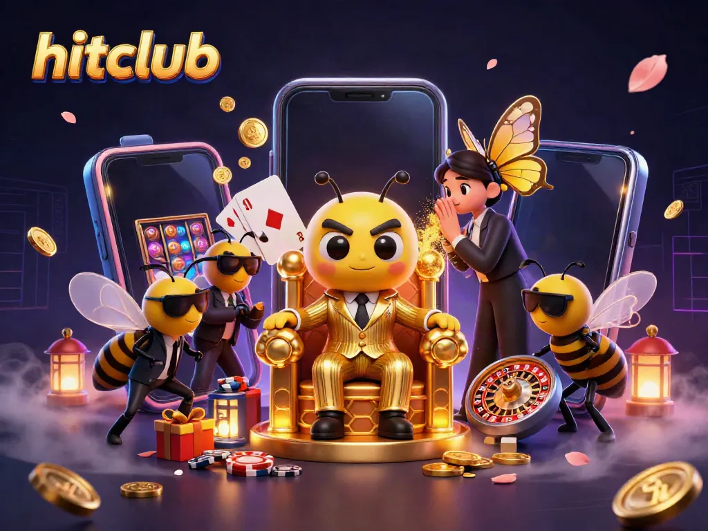 Experience thrilling gaming with hitclub's bumblebee mob boss in a vibrant 3D casino scene.