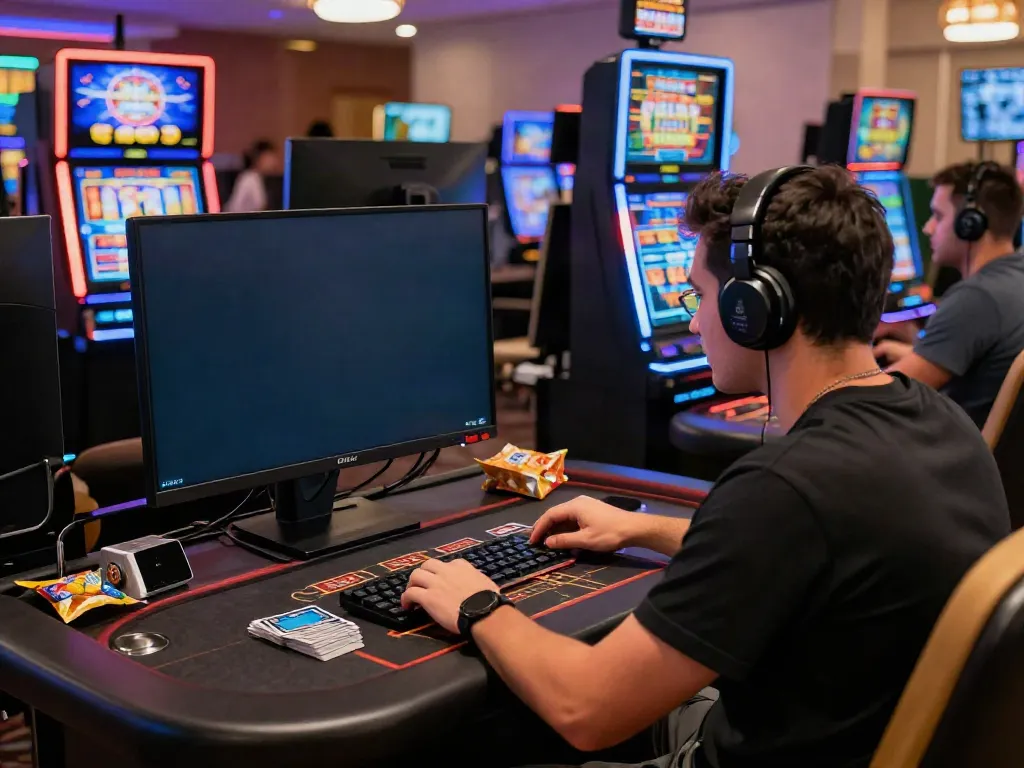 Player enjoying casinos that take credit cards on a computer with exciting games.