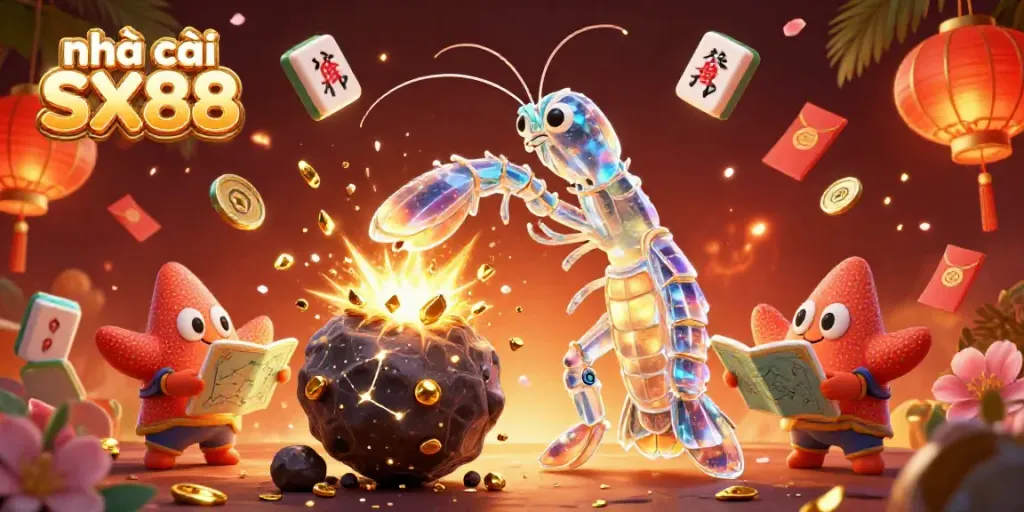 Engage with nhà cái SX88 through a burst of golden gems and rich casino elements.