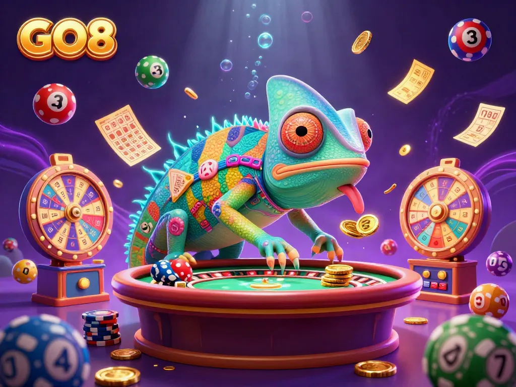 Experience the thrill of GO8 with a vibrant scene filled with exciting casino elements.