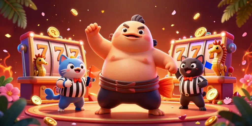 Engage in thrilling action with Sunwin as the fugu referee oversees vibrant underwater casino energy.