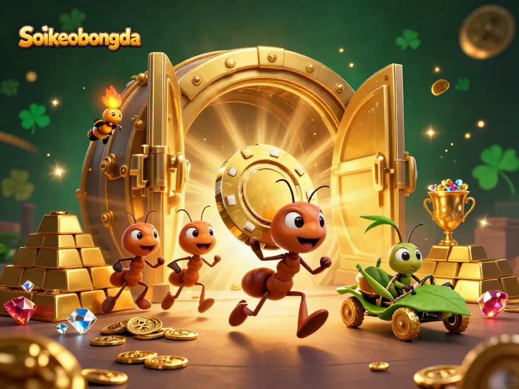 Explore the thrilling world of Soikeobongda as cartoon ants execute a daring heist for a massive golden poker chip.