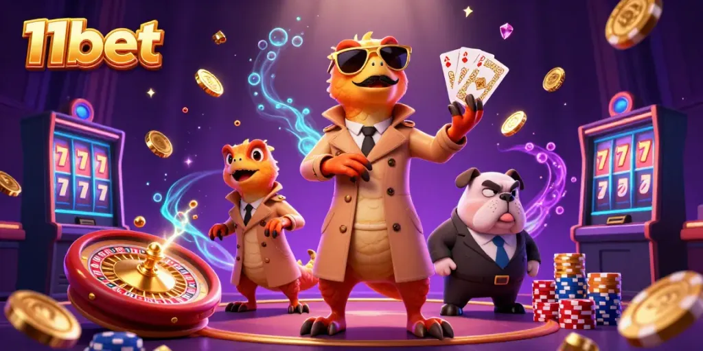 Experience the excitement of 11bet with raptors in disguise at a vibrant casino lounge.