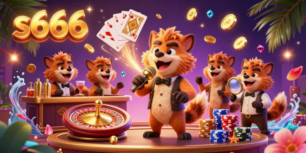 Join the fun at s666's comedy casino club with lively hyenas and captivating games.