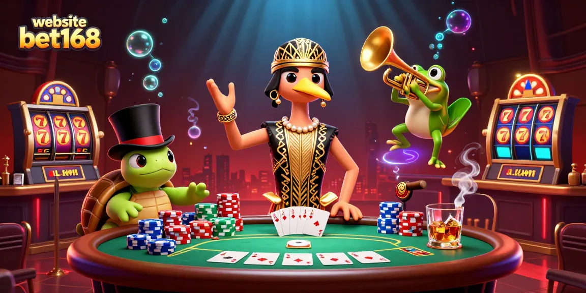 Experience thrilling gaming action at website bet168 with a vibrant scene of characters and casino elements.