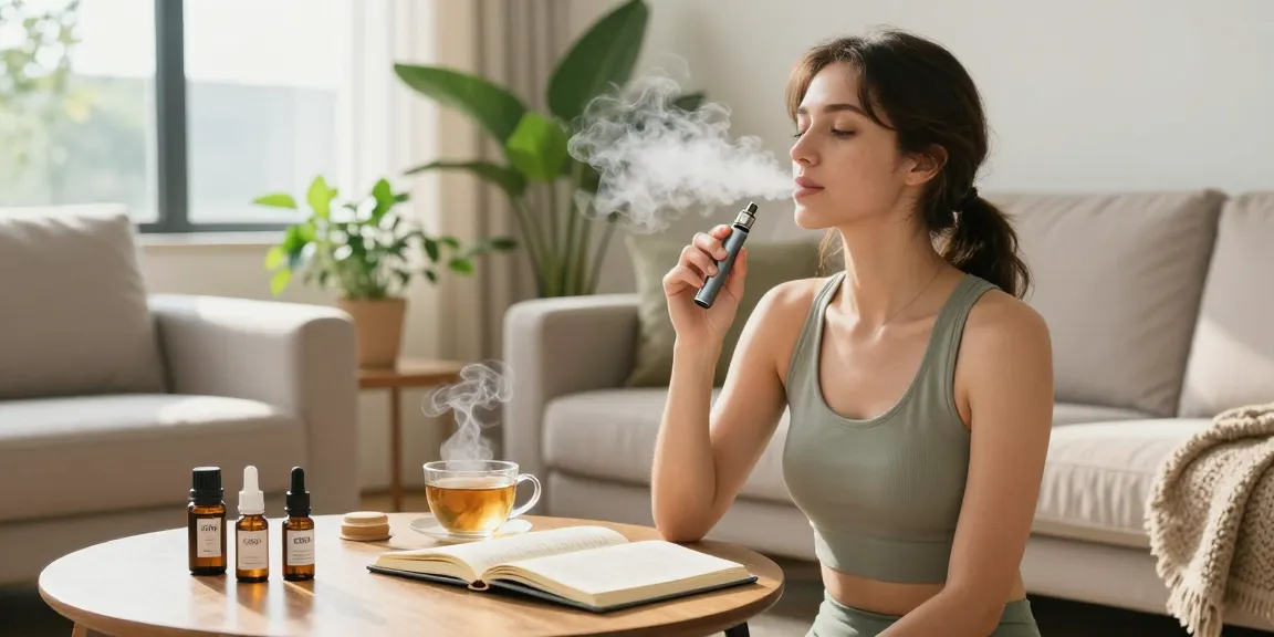 THC vape UK experience in a wellness setting with CBD products, emphasizing natural health.
