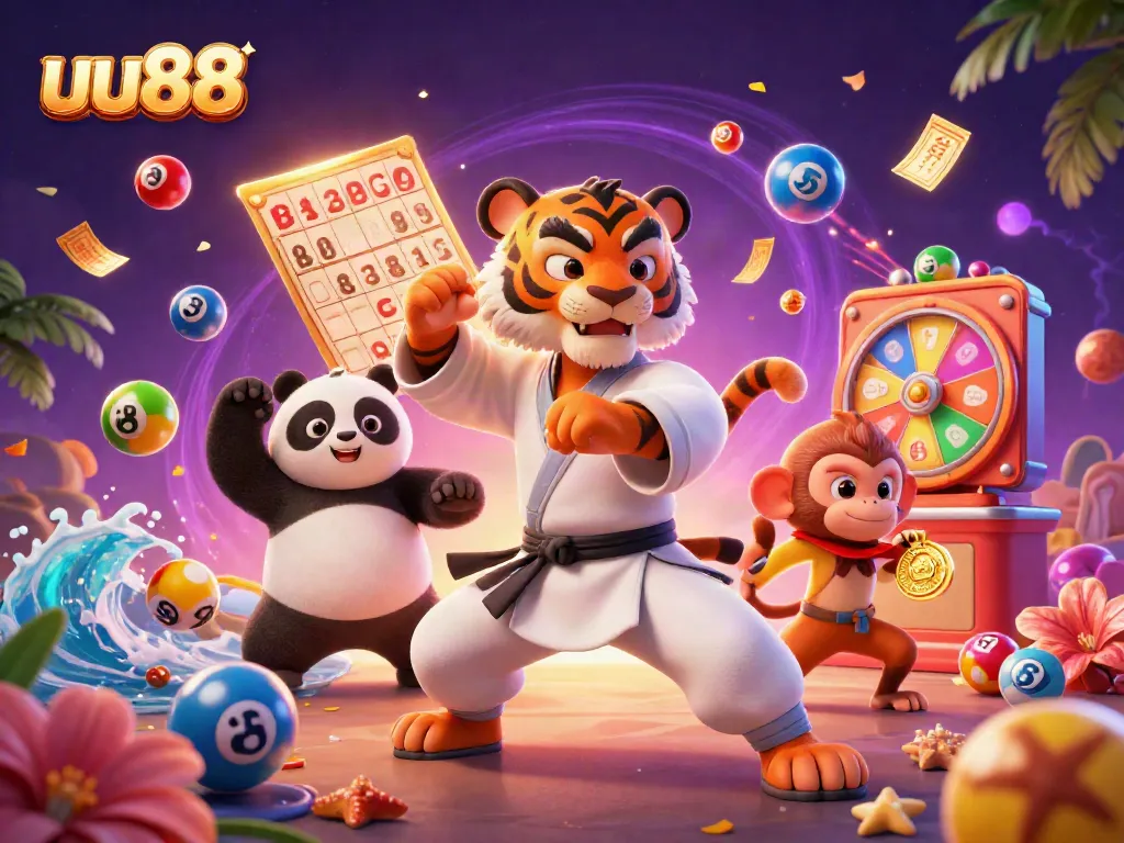 uu88 offers an exciting online casino scene with fun characters and playful gambling elements.