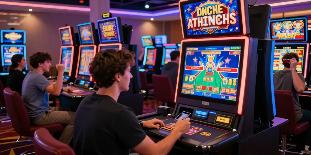 Engaging online casino atmosphere where players celebrate winning while using credit cards for deposits.