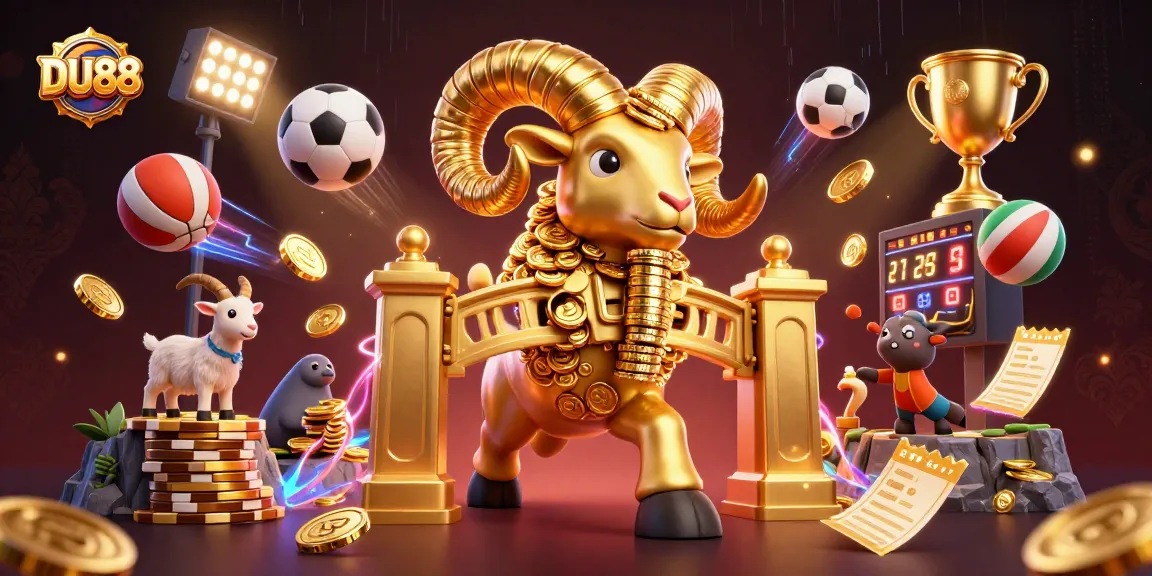 Engage with DU88's dynamic gaming experience, featuring sports and gold in a vibrant scene.