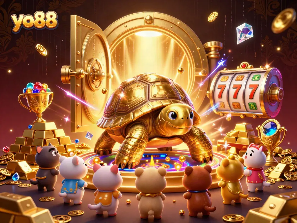 Experience the thrill of yo88 with exciting slot games illustrated in a vibrant casino scene.