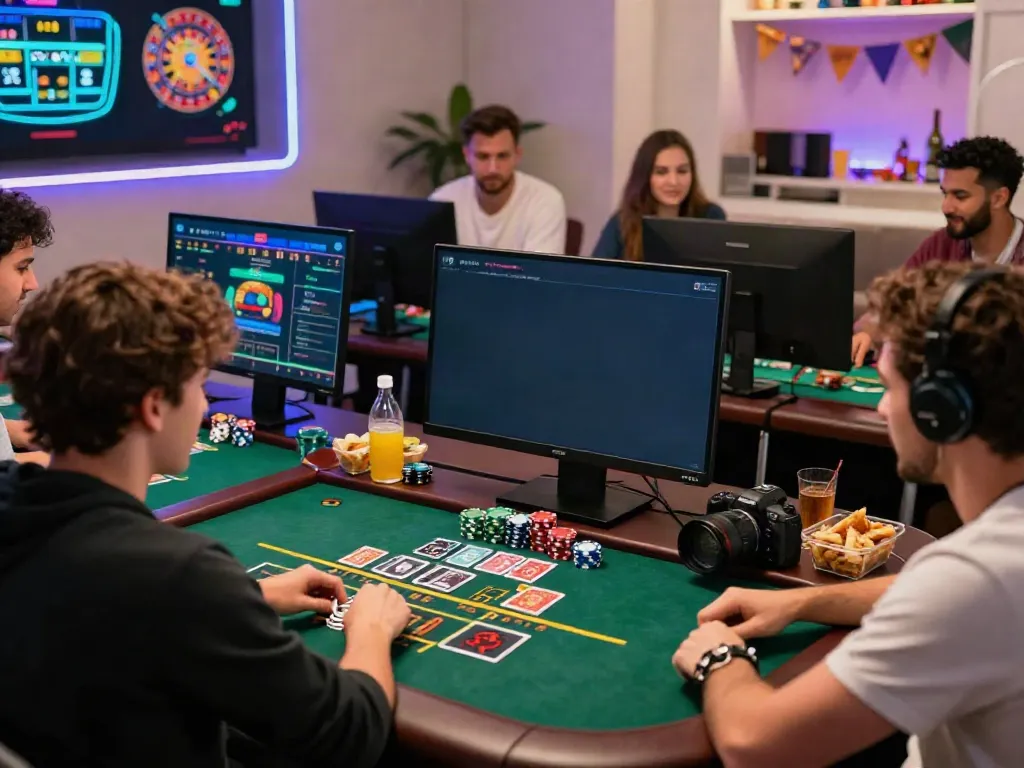 Engaging scene of players at a non UK casino enjoying live dealer games online.
