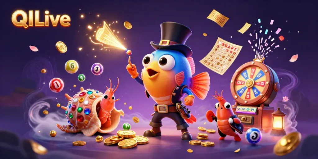 Engaging QQLive illustration showcasing a lively casino scene with animated characters and vibrant game elements.