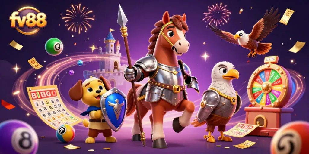 Engage in the thrilling world of fv88 with action-packed lottery elements and medieval characters.