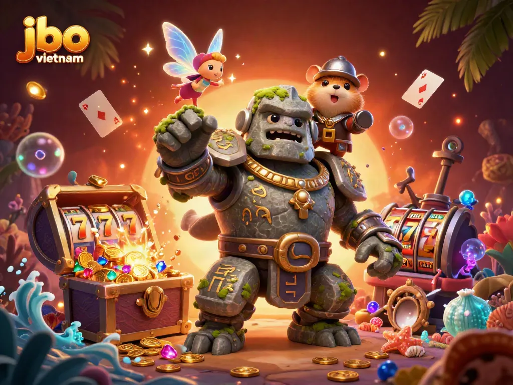 Engage with thrilling gameplay at jbo vietnam with lucky 7 slot reels and treasure chests bursting with coins.